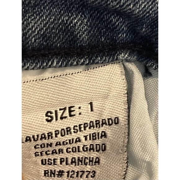 Gogo Jeans Mini Skirt Juniors Size 1 Button Fly Distressed Stretch Frayed Holes - Picture 4 of 5